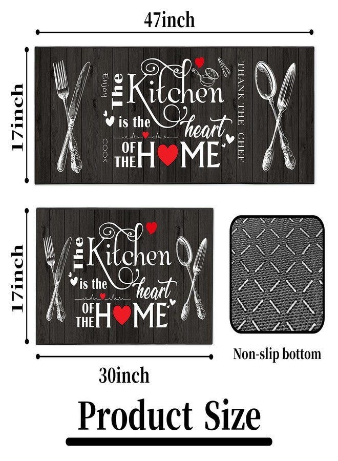 JWXCBIM Farmhouse Kitchen Rug 2 Piece Set, Black and White Rustic Vintage Style Theme Decor Kitchen Rugs, Absorbent Washable Non-Slip Floor Mats, Home Indoor Runner Carpet 17x30+17x47 Inches - Image 4