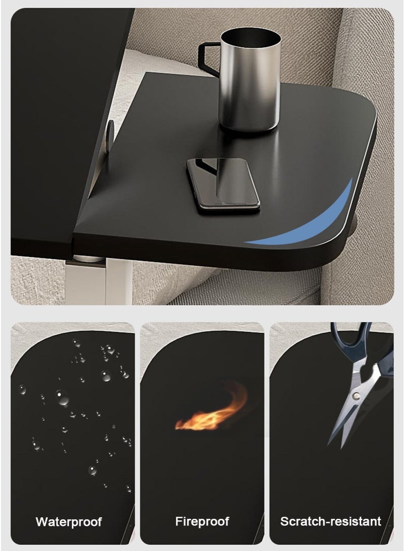 تابيت مكتب الكمبيوتر المحمول متعدد الوظائف، طاولة مكتب سطح المكتب المزدوجة القابلة للتعديل في الارتفاع، طاولة جنب السرير المتنقلة، غرفة المعيشة أريكة جانب المكتب، مثالية للمساحات الصغيرة (الأسود) - Image 5