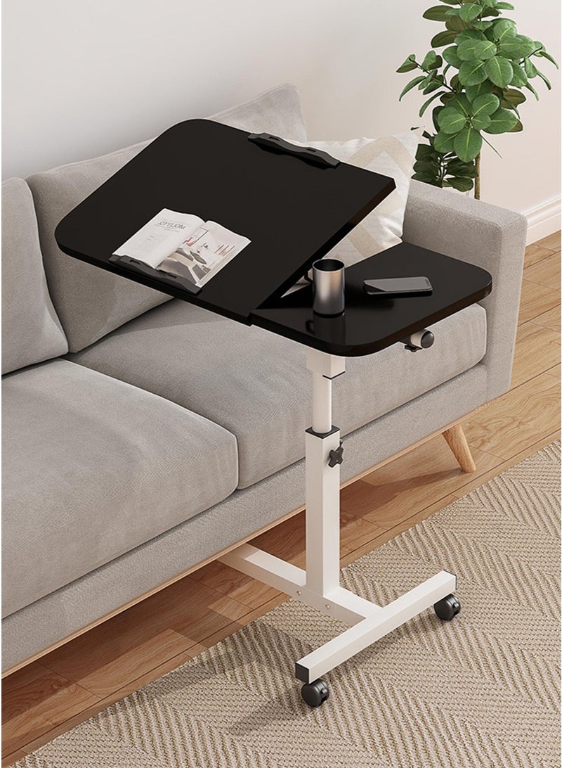 تابيت مكتب الكمبيوتر المحمول متعدد الوظائف، طاولة مكتب سطح المكتب المزدوجة القابلة للتعديل في الارتفاع، طاولة جنب السرير المتنقلة، غرفة المعيشة أريكة جانب المكتب، مثالية للمساحات الصغيرة (الأسود) - Image 2