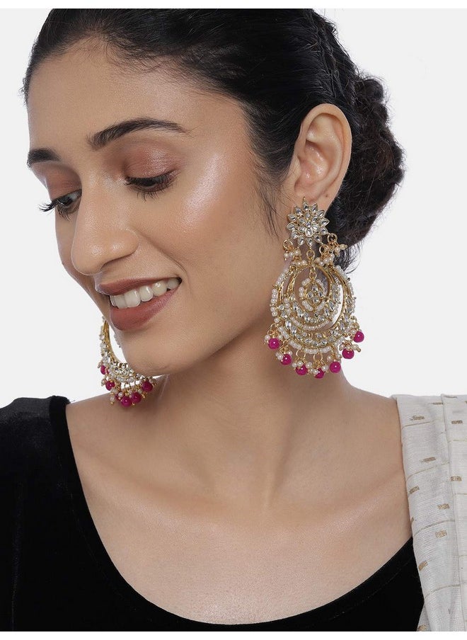 Aheli - Ethnic Bridal Faux Kundan Pearl Chandbali Earrings For Women Girls Fancy Fashion Indian Traditional Bollywood Jewelry - Image 1