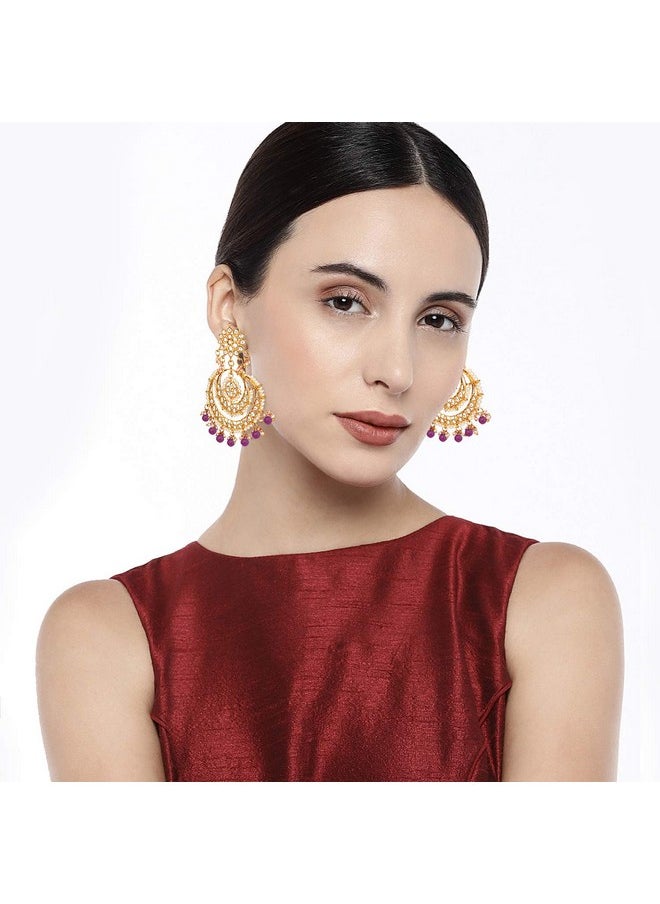Aheli - Ethnic Bridal Faux Kundan Pearl Chandbali Earrings For Women Girls Fancy Fashion Indian Traditional Bollywood Jewelry - Image 1