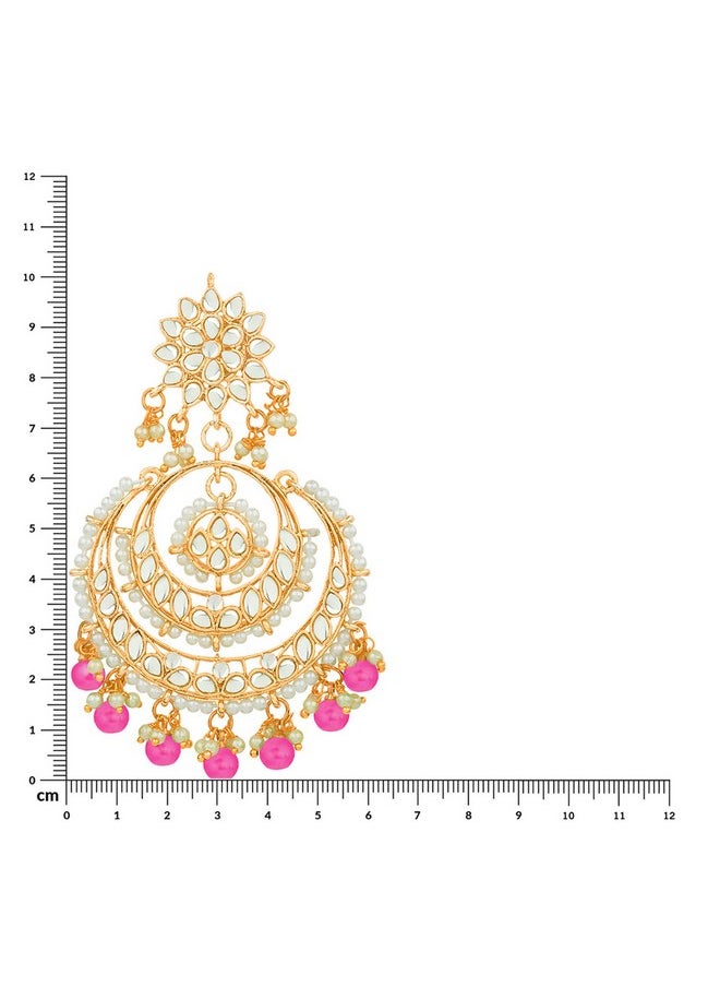 Aheli - Ethnic Bridal Faux Kundan Pearl Chandbali Earrings For Women Girls Fancy Fashion Indian Traditional Bollywood Jewelry - Image 1