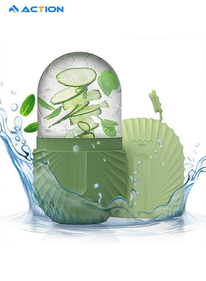 ACTION Unique Shell Shape Ice Roller for Face, Beauty Facial Massage, Glow Cube for Face, Skin Care Tools for Eye Wrinkles, Acne Puffiness Relief, Silicone Ice Stick Face Ice Mold Icing Tool(Green)  - Image 1