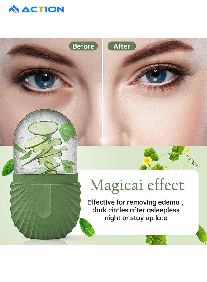 ACTION Unique Shell Shape Ice Roller for Face, Beauty Facial Massage, Glow Cube for Face, Skin Care Tools for Eye Wrinkles, Acne Puffiness Relief, Silicone Ice Stick Face Ice Mold Icing Tool(Green)  - Image 2