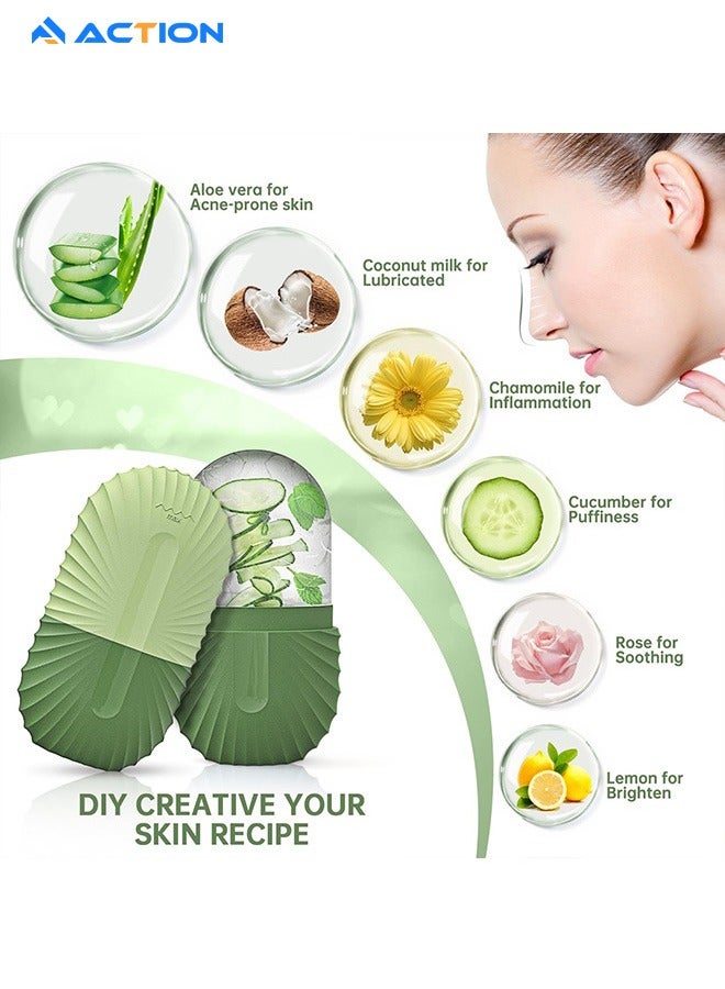 ACTION Unique Shell Shape Ice Roller for Face, Beauty Facial Massage, Glow Cube for Face, Skin Care Tools for Eye Wrinkles, Acne Puffiness Relief, Silicone Ice Stick Face Ice Mold Icing Tool(Green)  - Image 4