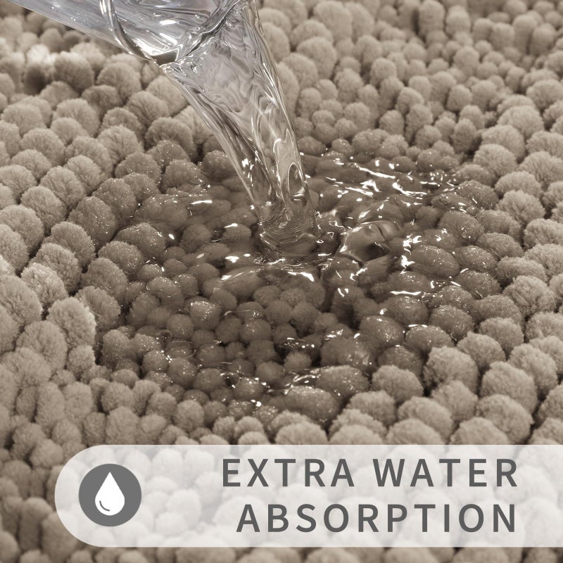 Yimobra Bathroom Rug Mat  Extra Thick and Super Absorbent Bath Rugs  Non Slip Quick Dry Bath Mats  Luxury Microfiber Chenille Plush Fluffy Washable Soft Shower Carpet for Floor  47"" x 24""  Camel - Image 4