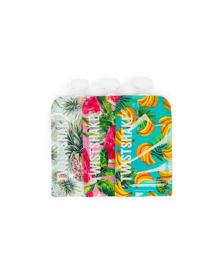 Twistshake 3x Squeeze Bag 220ml Pineapple Watermelon Banana