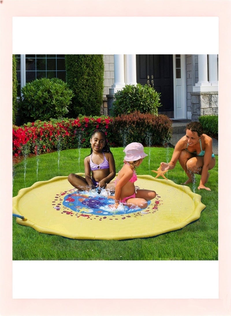 Outdoor Water Splash Pad for Kids, Inflatable Sprinkler Play Mat with Ocean Theme, Ideal for Summer Parties & Backyard Fun, PVC Non-Slip Water Game Mat for Toddlers Boys Girls - Image 5