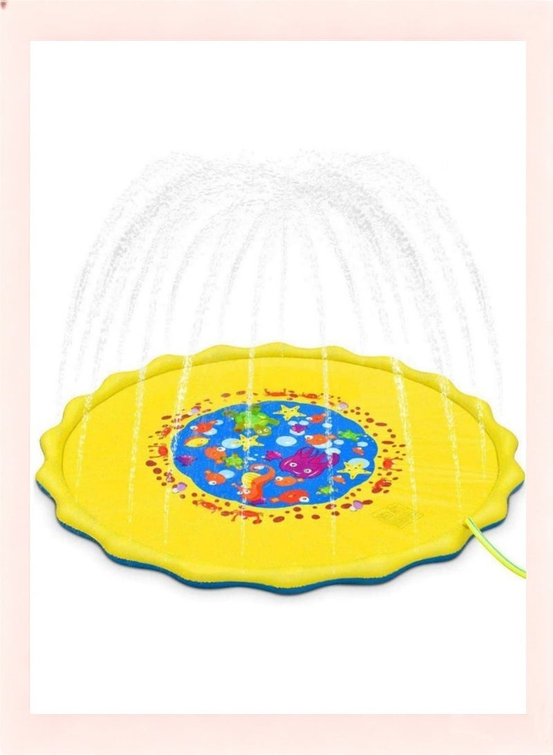 Outdoor Water Splash Pad for Kids, Inflatable Sprinkler Play Mat with Ocean Theme, Ideal for Summer Parties & Backyard Fun, PVC Non-Slip Water Game Mat for Toddlers Boys Girls - Image 1
