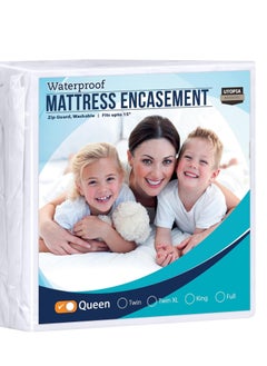 Utopia Bedding Utopia Bedding Zippered Mattress Encasement Queen - 100% Waterproof and Bed Bug Proof Mattress Protector - Absorbent, Six-Sided Mattress Cover  - Image 1