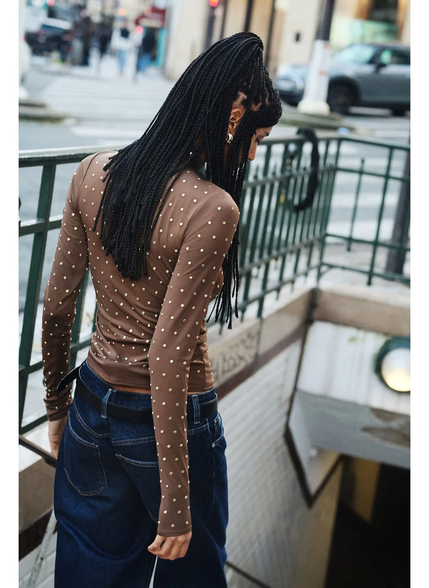 اتش اند ام Studded Turtleneck Top