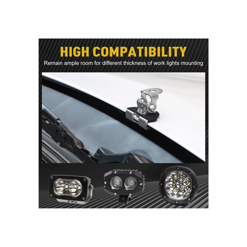 SOLARAE 2 Pack Led Light Bar Mounting Brackets, Hood Led Pod Light Mount Universal Led Light Mounting Brackets Jeep Led Light Mounts Pod Light Holders for Off Road Jeep Truck Suv Without Installing Drill - Image 2