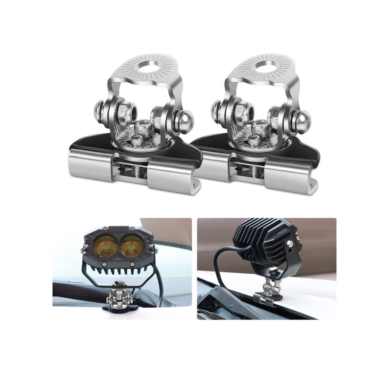 SOLARAE 2 Pack Led Light Bar Mounting Brackets, Hood Led Pod Light Mount Universal Led Light Mounting Brackets Jeep Led Light Mounts Pod Light Holders for Off Road Jeep Truck Suv Without Installing Drill - Image 1