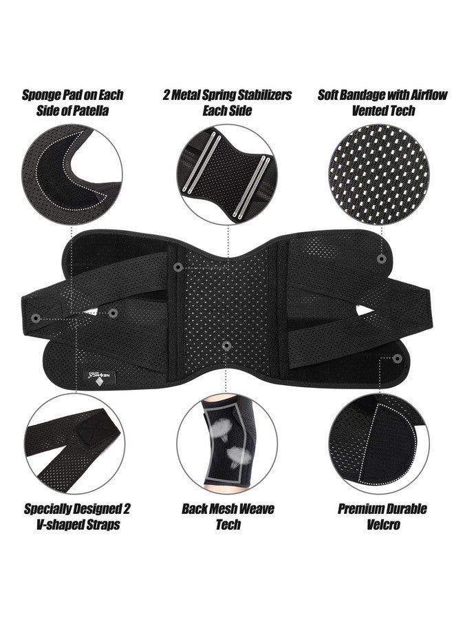 NEENCA Knee Brace for Knee Pain, Compression Knee Support with Air Mesh Fabric, Adjustable Knee Wrap with Side Stabilizers, Ultra-Soft Bandage for Sports, Running, Meniscus Tear, ACL, Arthritis Relief - Image 2