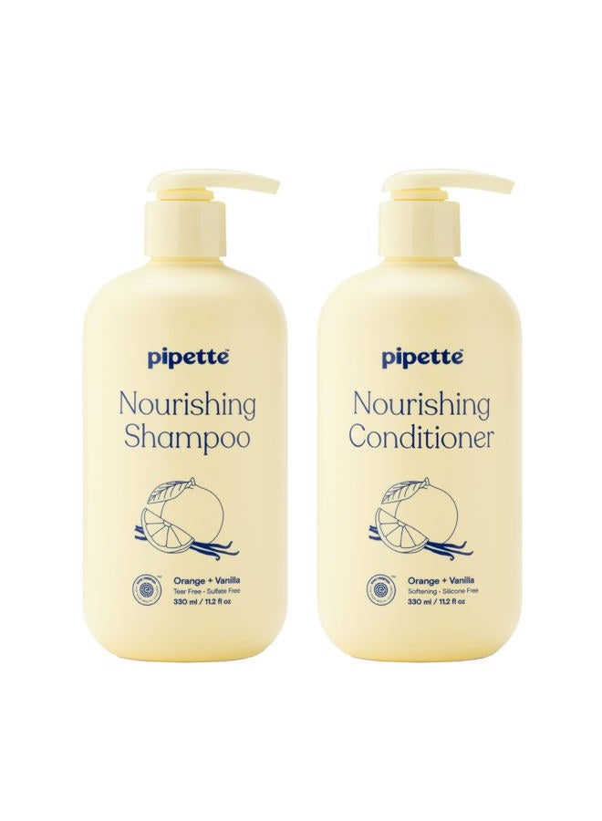 pipette Daily Nourishing Shampoo and Conditioner Duo, Clean, Tear-Free Shampoo For Kids, Detangling Conditioner For Kids, Sulfate-Free, Paraben-Free, Silicone-Free, Hypoallergenic, Non-Toxic - Image 1
