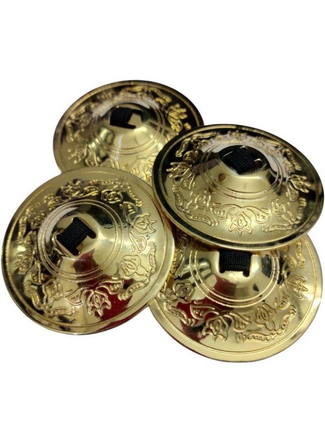 صاجات اصابع للرقص الشرقي زوجين 4 قطع، لون ذهبي - Image 1