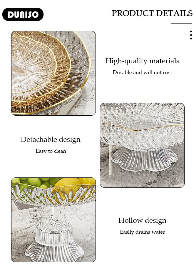 DUNISO Fruit Bowl, Wavy Fruit Bowl, Snack Storage Box,Removable Bottom,Plastic Fruit Bowl for Kitchen and Living Room, Dessert Display Rack for Kitchen Table Decoration  - Image 2