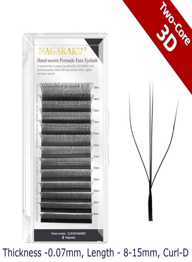 NAGARAKU BELLE GAGA™ NAGARAKU W Eyelash Extension 3D Two Core Volume Premade Fan 0.07mm D curl 8mm to 15mm Matte Black Cluster Easy Fanning yy Eye Lashes 12 rows Tray - Image 2