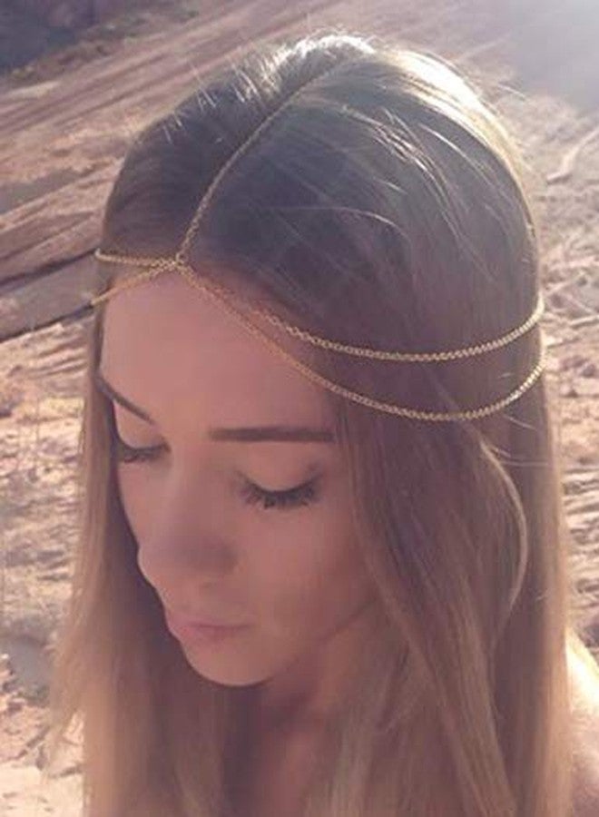 Cerun 1 Pcs Premium Women Multi-Layered Head Chain Headband Halloween Gold Head Chain Wedding Headband Prom Festival Headpiece Boho Belly Dancer Jewelry Hair Accessories for Women and Girls - Image 1