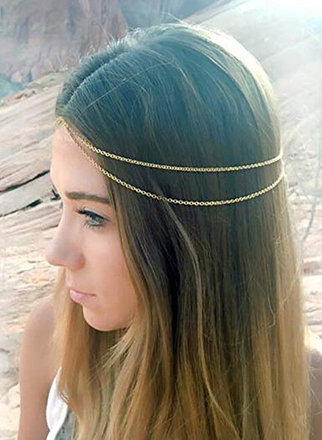 Cerun 1 Pcs Premium Women Multi-Layered Head Chain Headband Halloween Gold Head Chain Wedding Headband Prom Festival Headpiece Boho Belly Dancer Jewelry Hair Accessories for Women and Girls - Image 2
