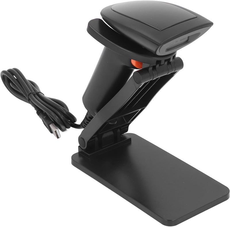 Barcode Scanner, Self Sensing 1D 2D Scanning Plug and Play Ergonomic Handheld Scanner, USB Wired Barcode Reader with Folding Stand for Warehouse Supermarket Library Retail Store - Image 1
