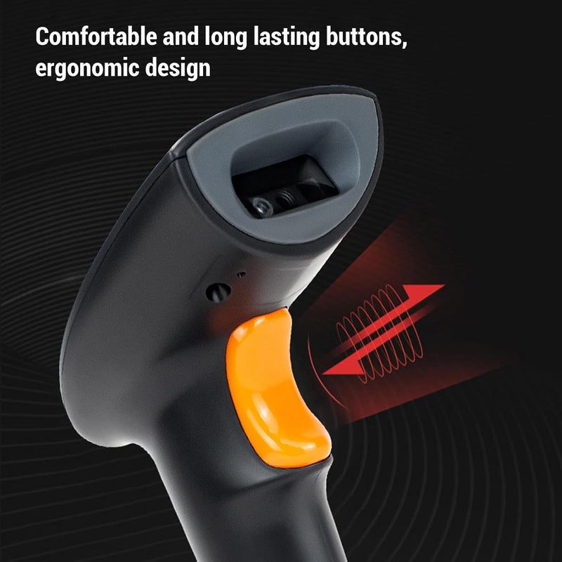 Barcode Scanner, Self Sensing 1D 2D Scanning Plug and Play Ergonomic Handheld Scanner, USB Wired Barcode Reader with Folding Stand for Warehouse Supermarket Library Retail Store - Image 4