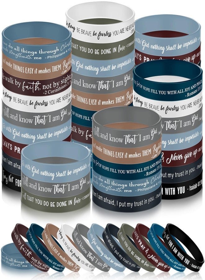 Lunmon 120 Pcs Bible Verse Silicone Bracelets Bulk Religious Scripture Rubber Wristbands Christian Inspirational Motivational Quote Bracelets for Women Men Church Gifts Favors - Image 1