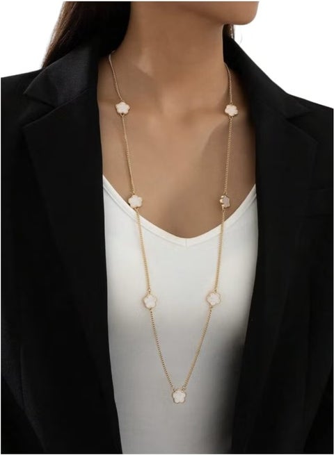 New Fashion Elegant Flower of Life Necklace for Women Four Leaf Design White Lucky Flower