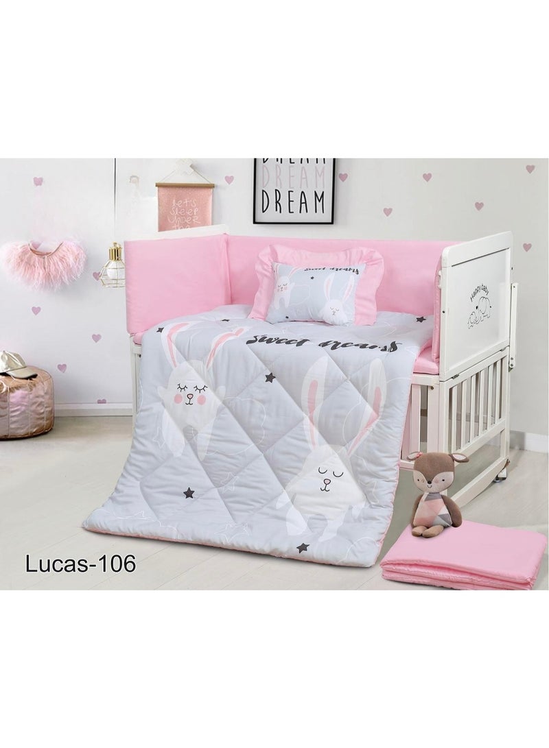 5-piece newborn bed sheet with barriers - multi-colored