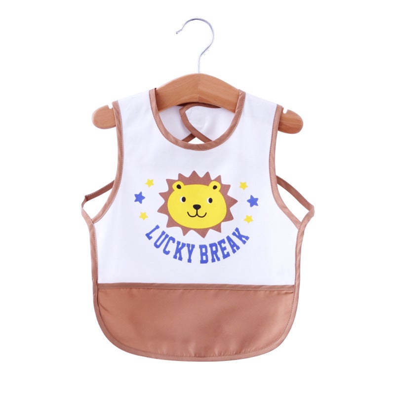 Childrens Costume Bib Baby Dinner Meal Bag Parents Kiss New Cartoon Printed Baby Retro-Dressing Coffee 