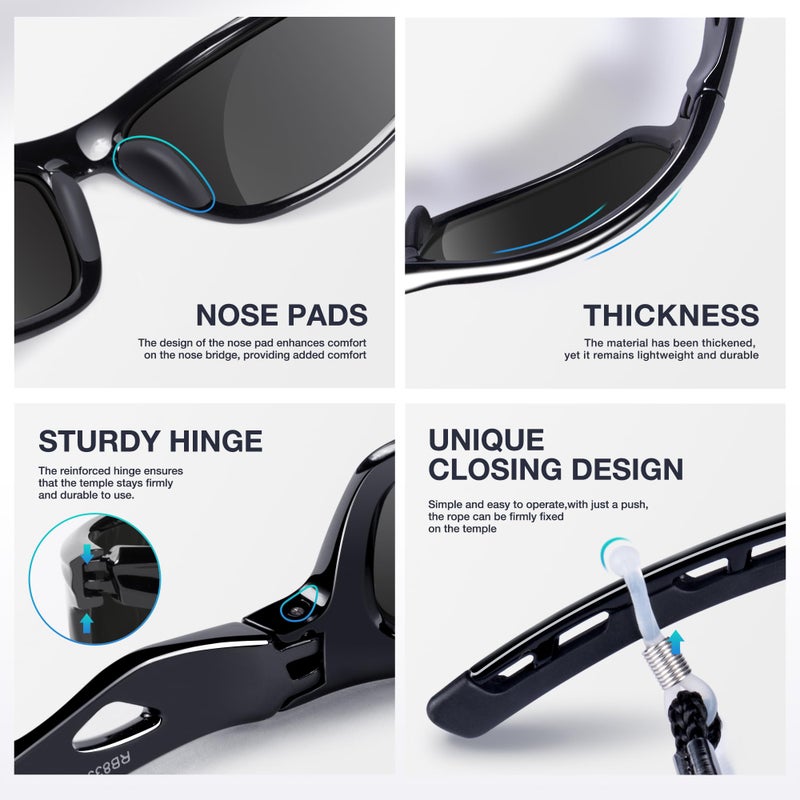 RIVBOS Mens Sunglasses Polarized UV Protection TR90 Unbreakable Frame Sports Driving Fishing Cycling RB833-black&Black - Image 4