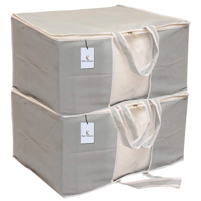 Kuber Industries Non Woven Front Handle Rectangular Underbed Storage Organiser Grey XL 2 Pieces - Image 1