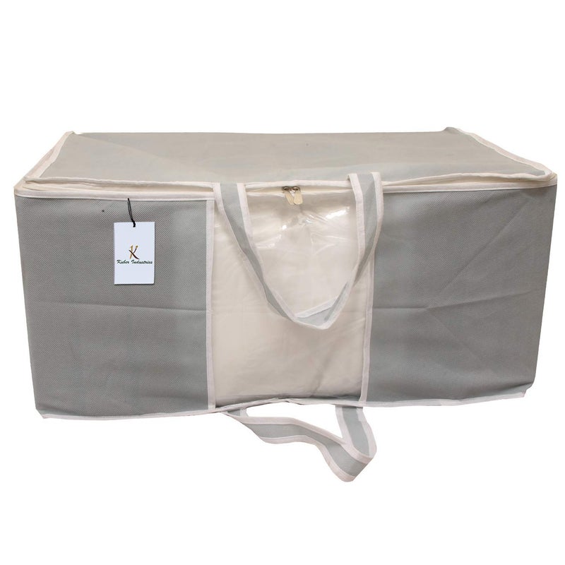 Kuber Industries Non Woven Front Handle Rectangular Underbed Storage Organiser Grey XL 2 Pieces - Image 3