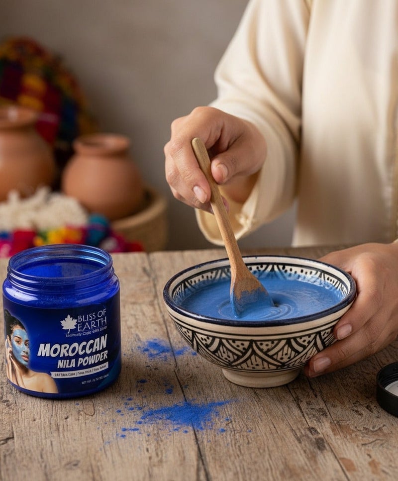Bliss of Earth Moroccan Nila Powder 50g, Natural Blue Clay Face Pack, Skin Brightening, Tan Removal & Glow, DIY Face Mask for Radiant Skin - Image 3