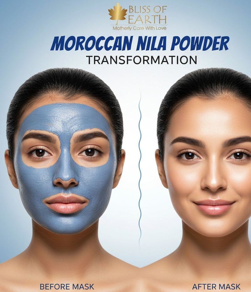 Bliss of Earth Moroccan Nila Powder 50g, Natural Blue Clay Face Pack, Skin Brightening, Tan Removal & Glow, DIY Face Mask for Radiant Skin - Image 5