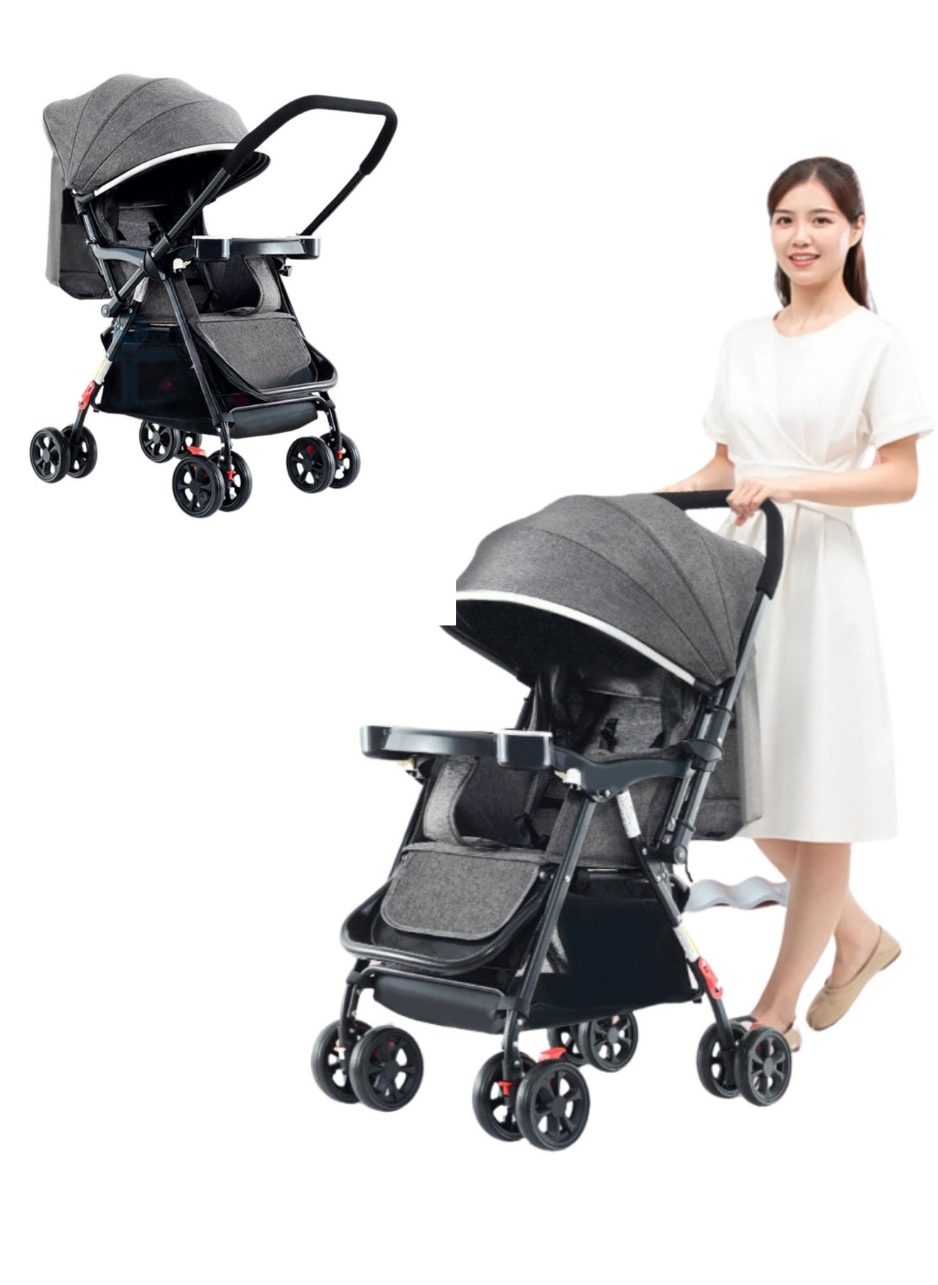 Reversible Stroller Suitable for Travel Trips and Shopping Lightweight and Easy to Fold From MaaS - Gray 