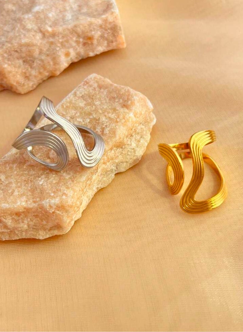 FIFTY 50 2pcs Of Elegant & High Quality Stainless Steel Silver & Gold Plated Rings For Women One Size - Image 5