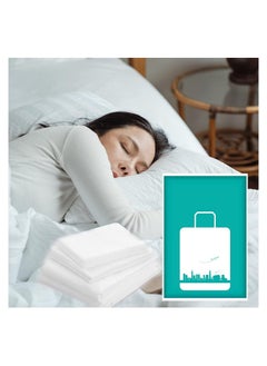 KASTWAVE 4 PCS Disposable Bed Sheets Travel Sheets for Bed Bedding Cover, Portable Bedding Set with 1 Bed Sheet 1 Quilt Cover and 2 Pillowcase for Travel Business Trip Spa  - Image 1