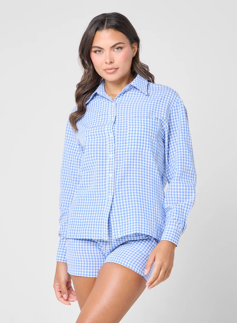 Ginger Gingham Shirt & Short Pj Set
