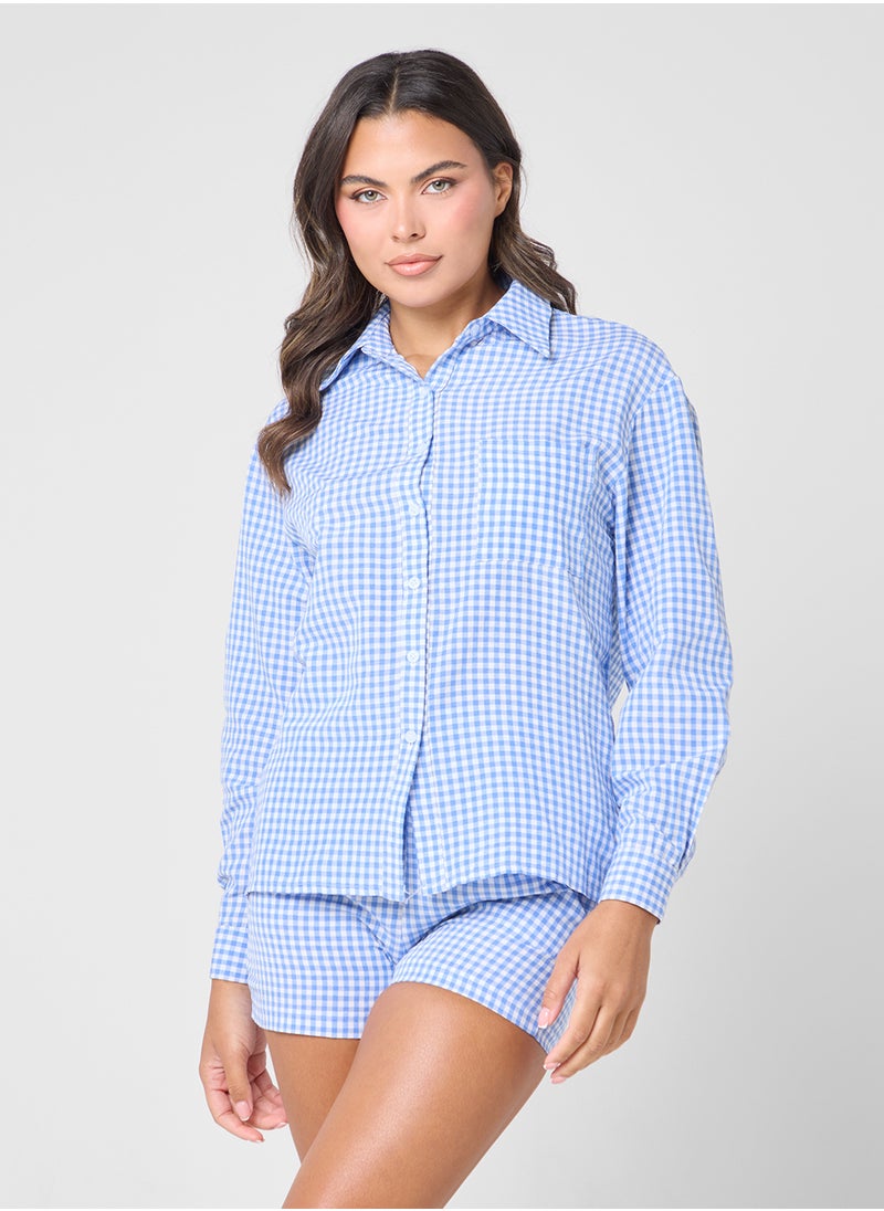 Ginger Gingham Shirt & Short Pj Set  - Image 3