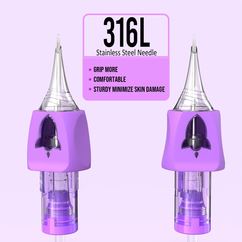 Wormhole Tattoo Needles, 50pcs Mixed Sizes Disposable Finger Ledge Tattoo Cartridge Needles #12 Standard 3RL 5RL 7RL 9RL 11RL Round Liner for Tattoo Machine Tattoo Gun Tattoo Supplies - Image 4