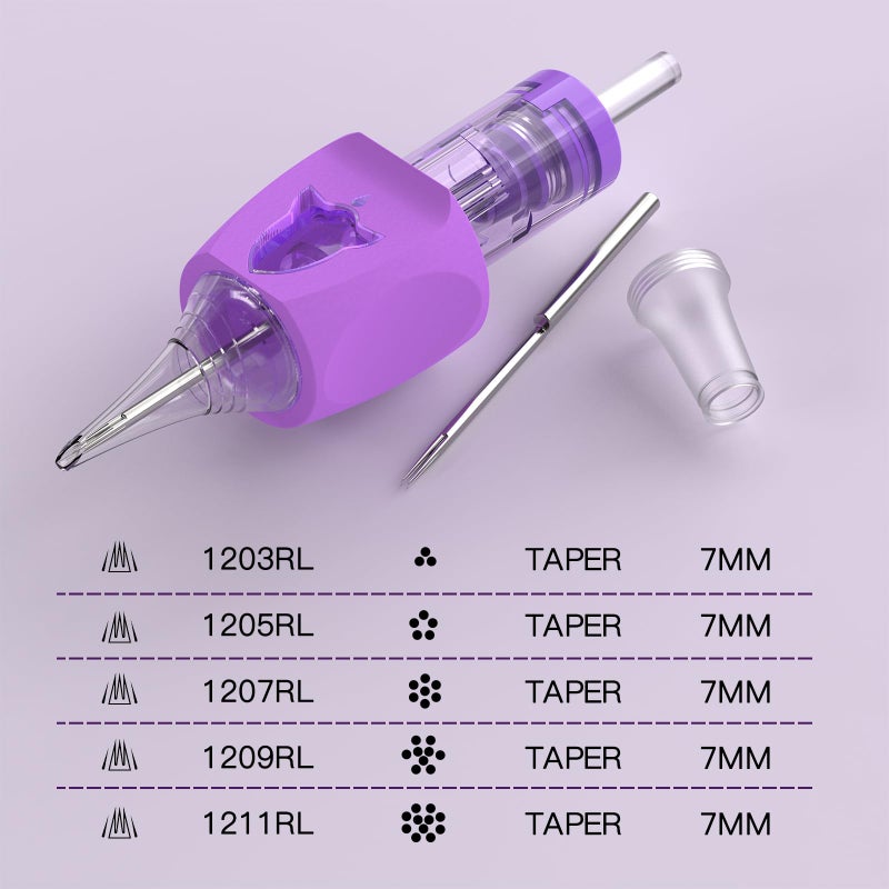 Wormhole Tattoo Needles, 50pcs Mixed Sizes Disposable Finger Ledge Tattoo Cartridge Needles #12 Standard 3RL 5RL 7RL 9RL 11RL Round Liner for Tattoo Machine Tattoo Gun Tattoo Supplies - Image 3