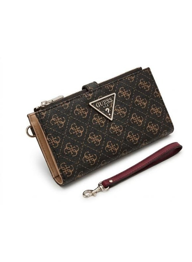 GUESS Women's Monogram Wristlet Wallet - Mocha Logo - Image 4