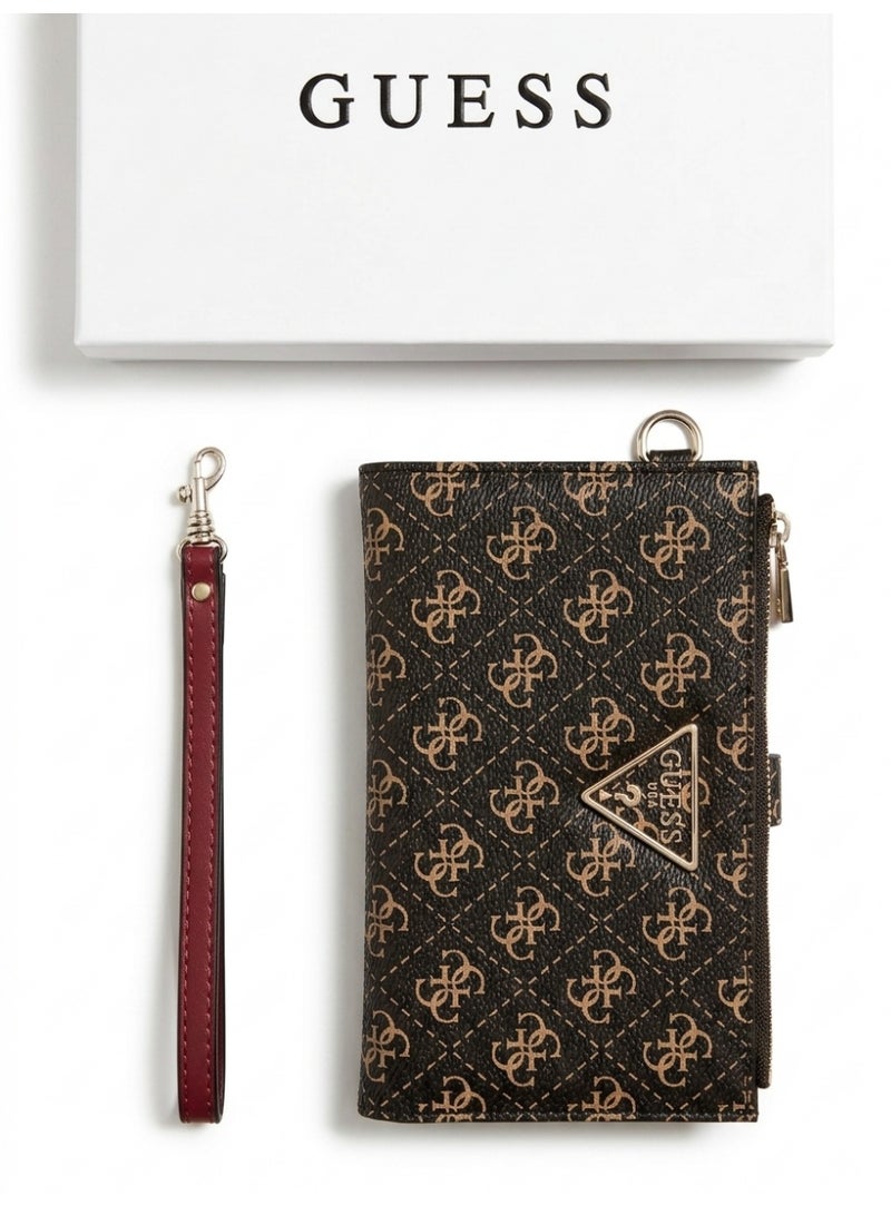 GUESS Women's Monogram Wristlet Wallet - Mocha Logo - Image 1