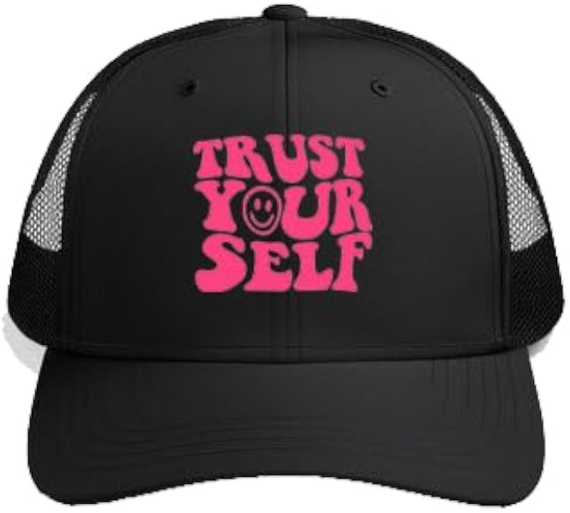 TRUST YOUR SELF Plain unisex baseball cap Black