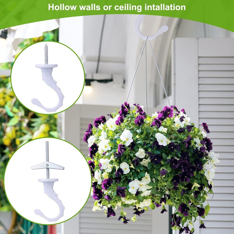 AIEX 4 Sets Ceiling Hooks, Plant Hooks for Ceiling with Screws Bolts and Toggle Wings, Ceiling Swag Hooks Heavy Duty for Installation Cavity Wall (White) - Image 4