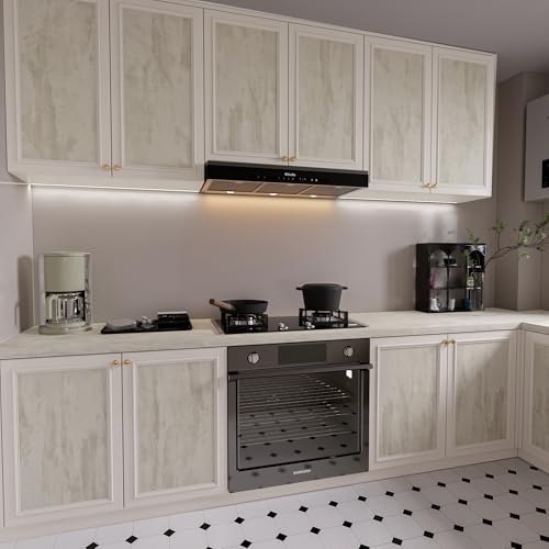 TOTIO Cream Concrete Wallpaper Peel Stick Milky White Plaster effect Contact Paper 16x354inch Air Guide Slot Design Matte Thick Self-adhesive Waterproof Vinyl Wrap Modern Industrial Style Wall Sticker - Image 4