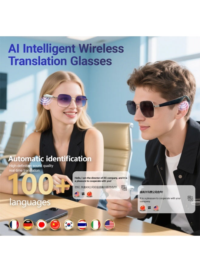 Ai Translation Bluetooth Glasses Multi-Language Real-Time Translation Glasses Listen To Music And Make Calls Smart Uv-Proof Sunglasses  - Image 5