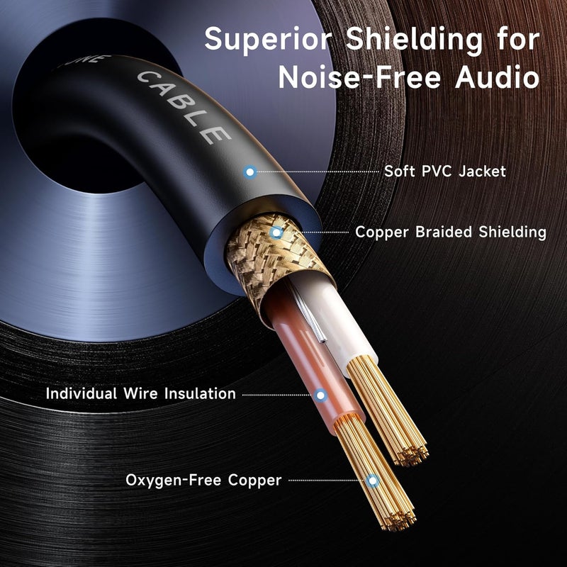 CableMatters 6.35mm (1/4 Inch) TRS to XLR Cable - 15ft, Male to Male XLR to TRS Cable, Black – Not for Microphone Use - Image 5