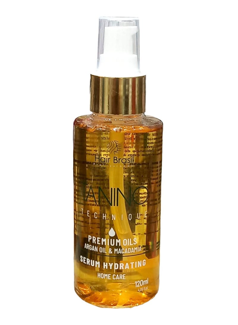 Hair Brasil profissional Tanino Technique Premium Oils Argan Oil and Macadamia Serum Hydrating Home Care 120 ml  - Image 1